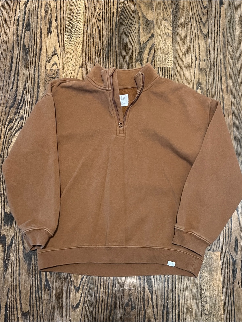 GAP Caramel Brown Kids Quarter-Zip Hoodie
